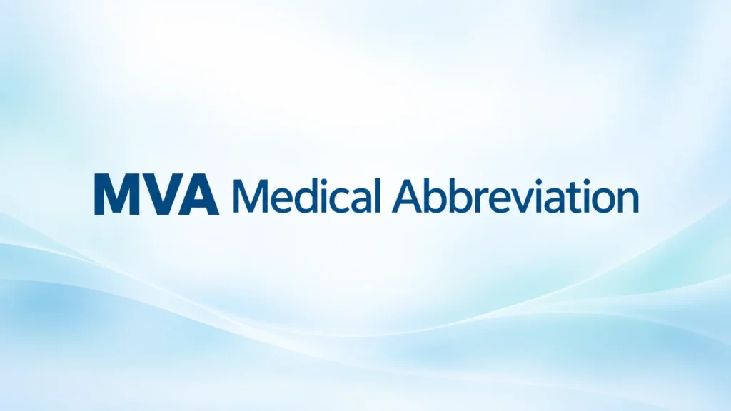 MVA Medical Abbreviation text centered on a clean blue medical-themed educational banner.