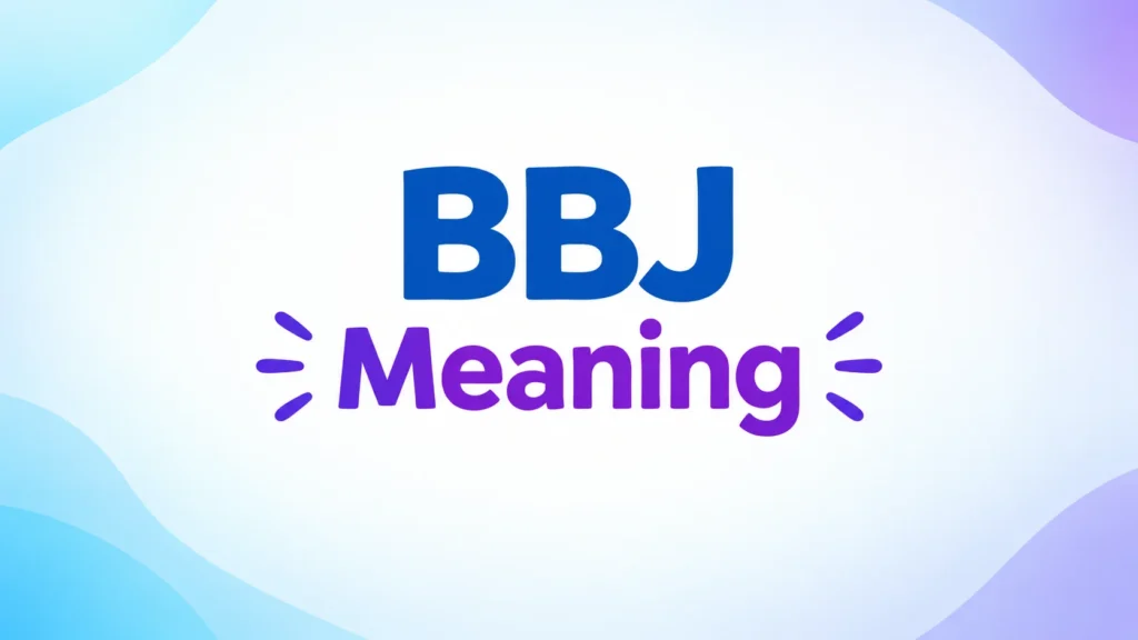 BBJ Meaning – bold blue “BBJ” text and purple “Meaning” text centered on a soft pastel abstract background.