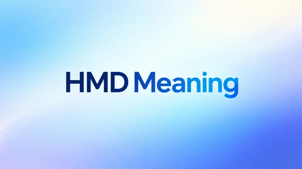 HMD Meaning text centered on a clean blue gradient background for an educational blog banner.
