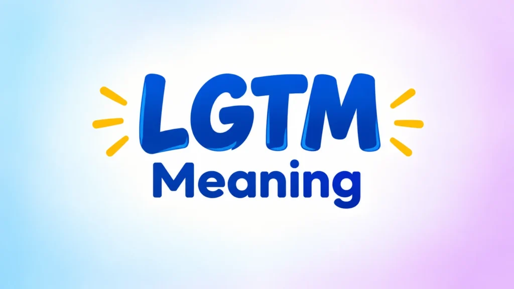 LGTM meaning banner featuring bold blue “LGTM” text above “Meaning,” centered on a soft blue, white, lavender, and pink gradient background with subtle yellow accent lines.