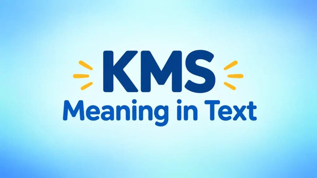 KMS meaning in text banner with bold blue lettering on a light blue gradient background.